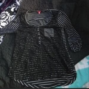 BONGO Black and White Patterned Blouse